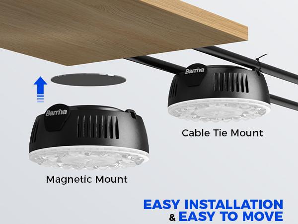 Barrina Orbgrow OG09 Puck LED Grow Light with 660nm Red LEDs, 18W(2 x 9W, 270 Watt Equiv), Plant Lights for Indoor Plants Full Spectrum, Magnetic & Linkable, Small Grow lamp, Seeding, 2 Packs, Black