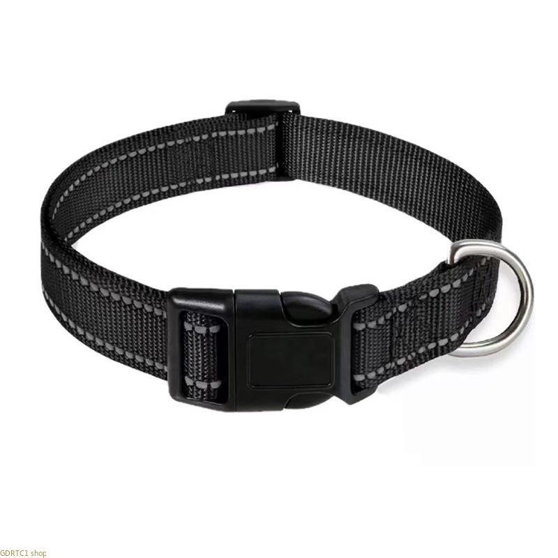 2PCS Woven Fabric Reflective Dog Collar with High Vis Strips, Adjustable Small/Medium Pet Neck Collar for Night Safety Walking Supplies, Easy Cleaning, Classic
