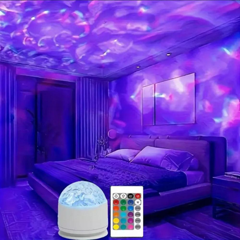 USB Powered Aurora Projector Night Light, LED Water Ripple Starry Sky Atmosphere Lamp, Remote Control Starlight Projector for Bedroom, Bedside, KTV, Parties, Holiday Decor, Ambient Mood Lighting, Novelty Galaxy Light