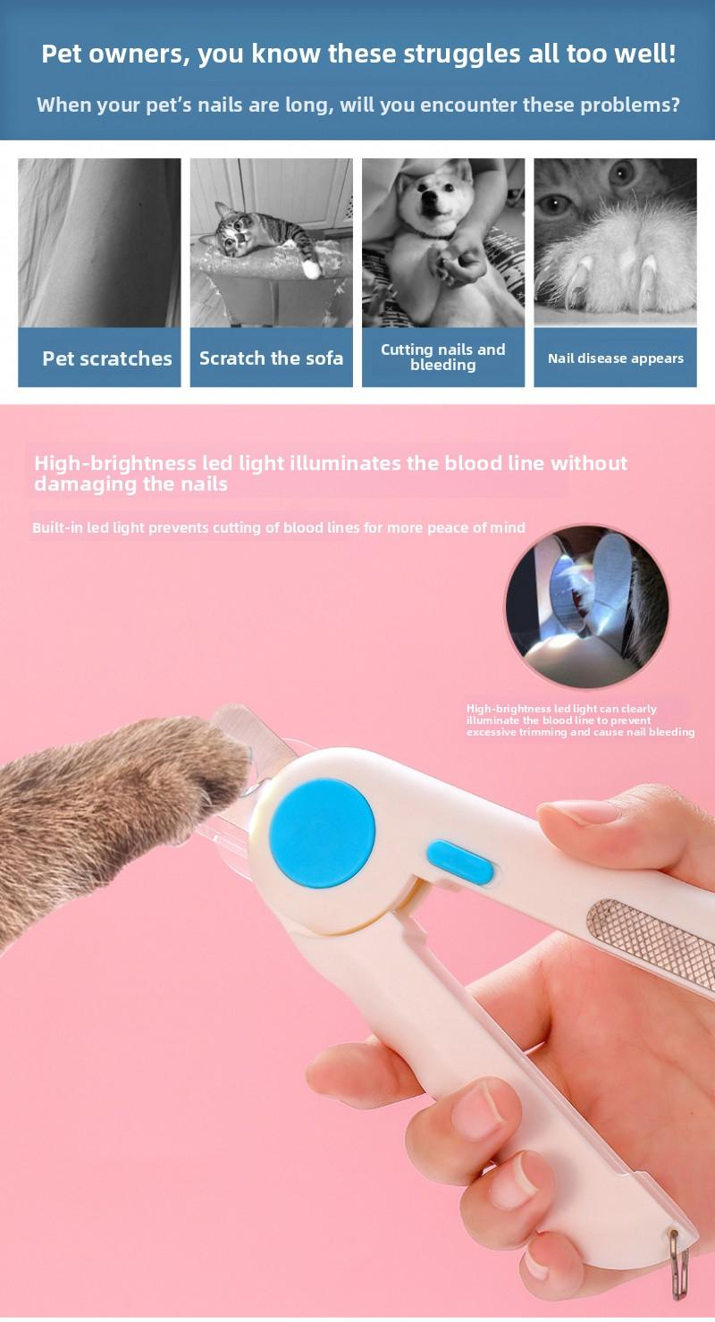 New Viral LED Pet Nail Clippers, Anti-quick Nail Grinder, Dog & Cat Nail Cutter, Pet Grooming Supplies