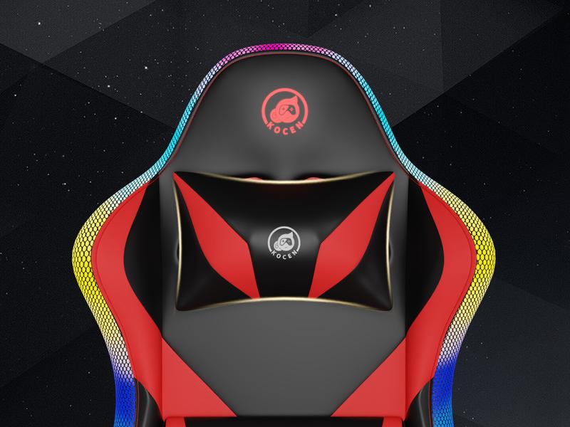 [New Year Flash Sale] KOCEN Gaming Chair , racing style RGB LED light gaming chair, equipped with a lumbar massager, high-back adjustable recliner, with footrest and headrest. Adult gaming chair, large high gaming chair,with sturdy class-4 gas lift.KC-35