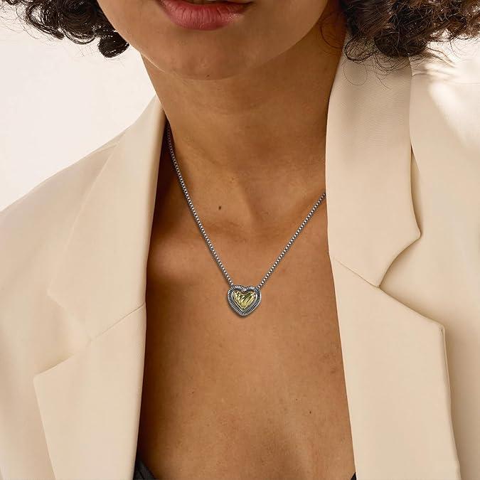 Aprilery Fashion Durable Heart Pendant Jewelry – Two-Tone Cable Wire Necklace Perfect Gift for Women Aprilery Fashion Durable Heart Pendant Jewelry – Two-Tone Cable Wire Necklace Perfect Gift for Women