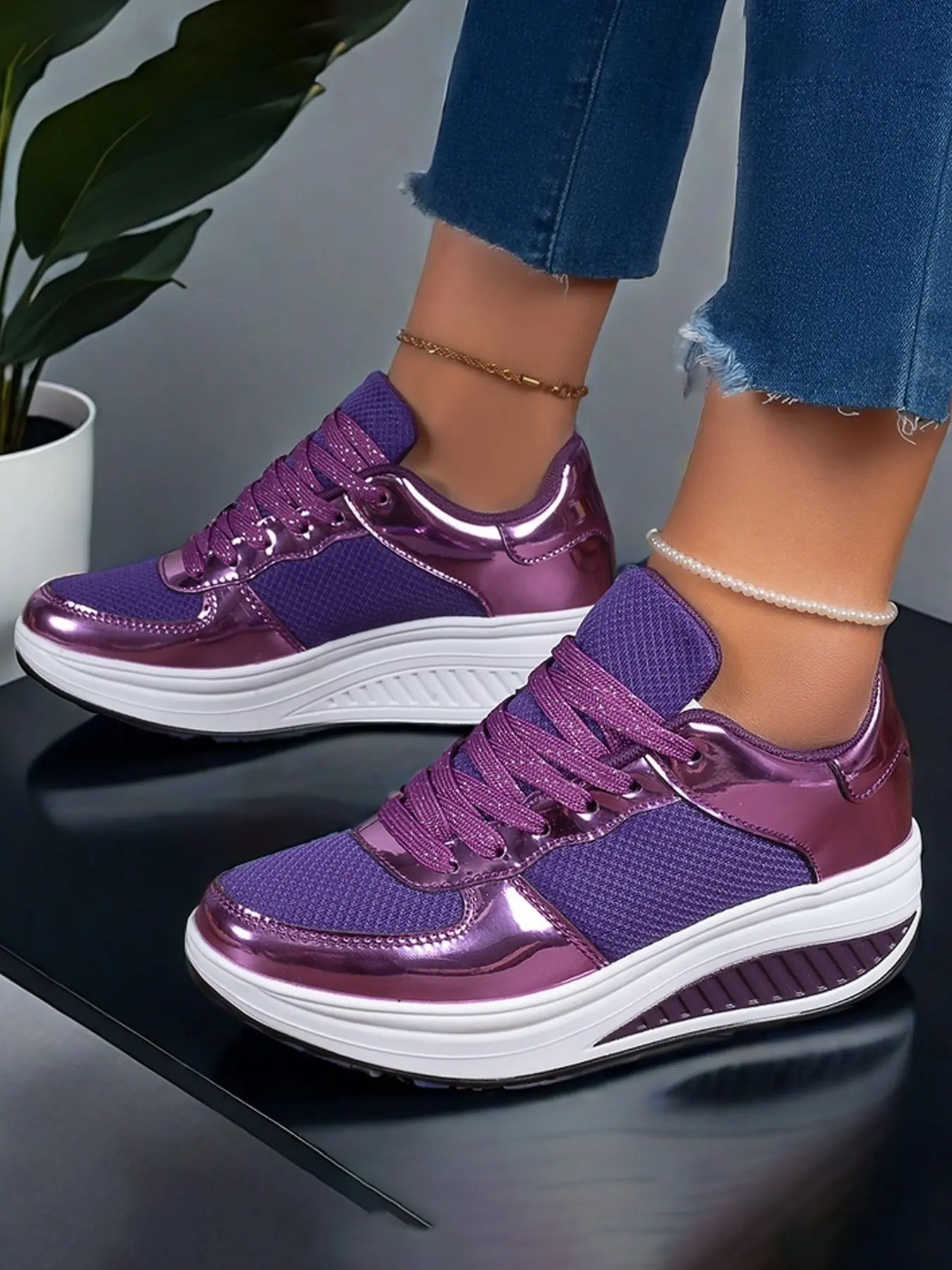 Women's Bright Color Strap Rocking Shoes, Lightweight Breathable & Comfortable, Perfect for Daily Wear & Outdoor Sports, Lightweight Walking Shoes
