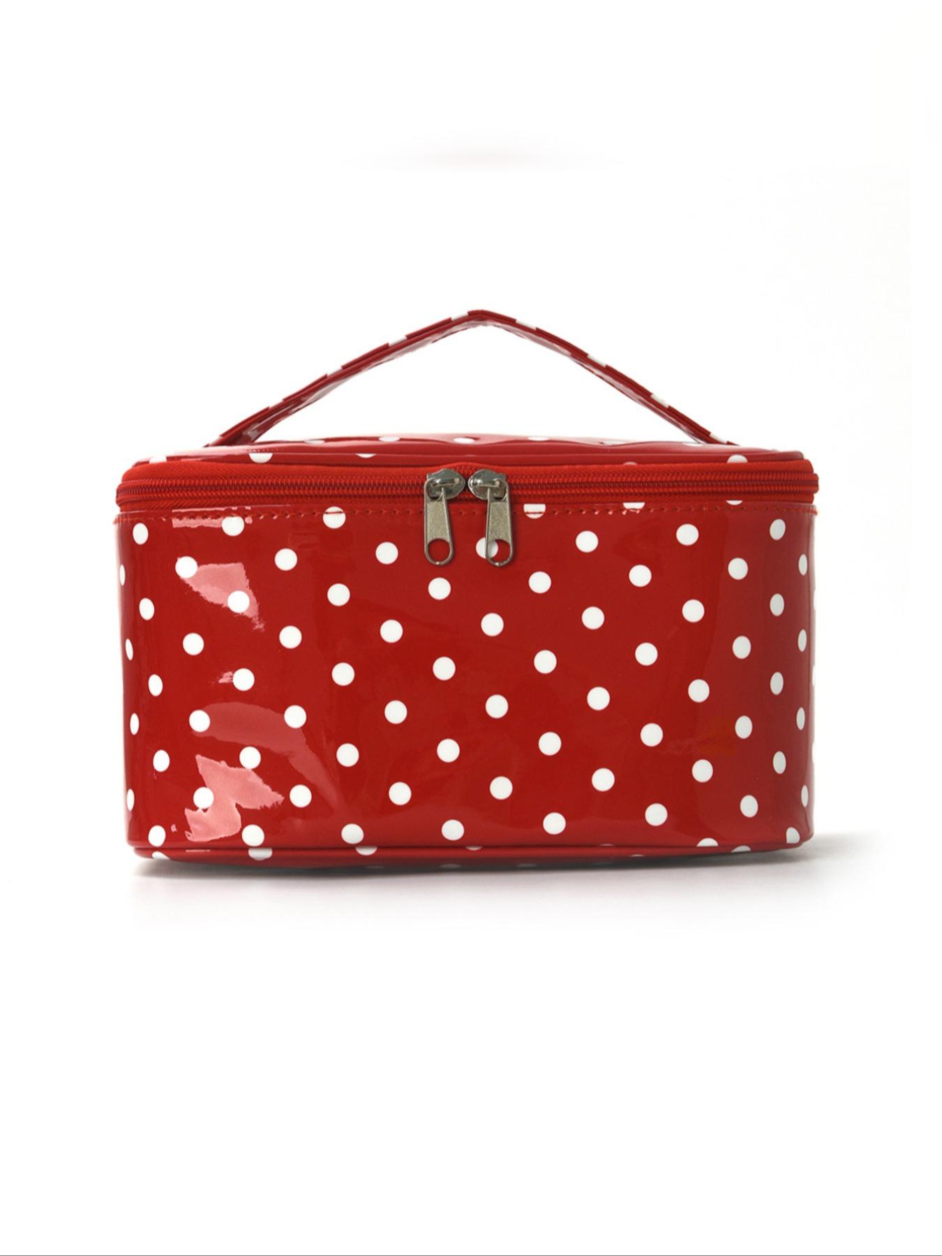 Polka Dot Makeup Bag, High Aesthetic Large Capacity Multi-Functional Storage Bag, Outdoor Travel Portable Handheld Organizer, Cosmetic Travel Bag