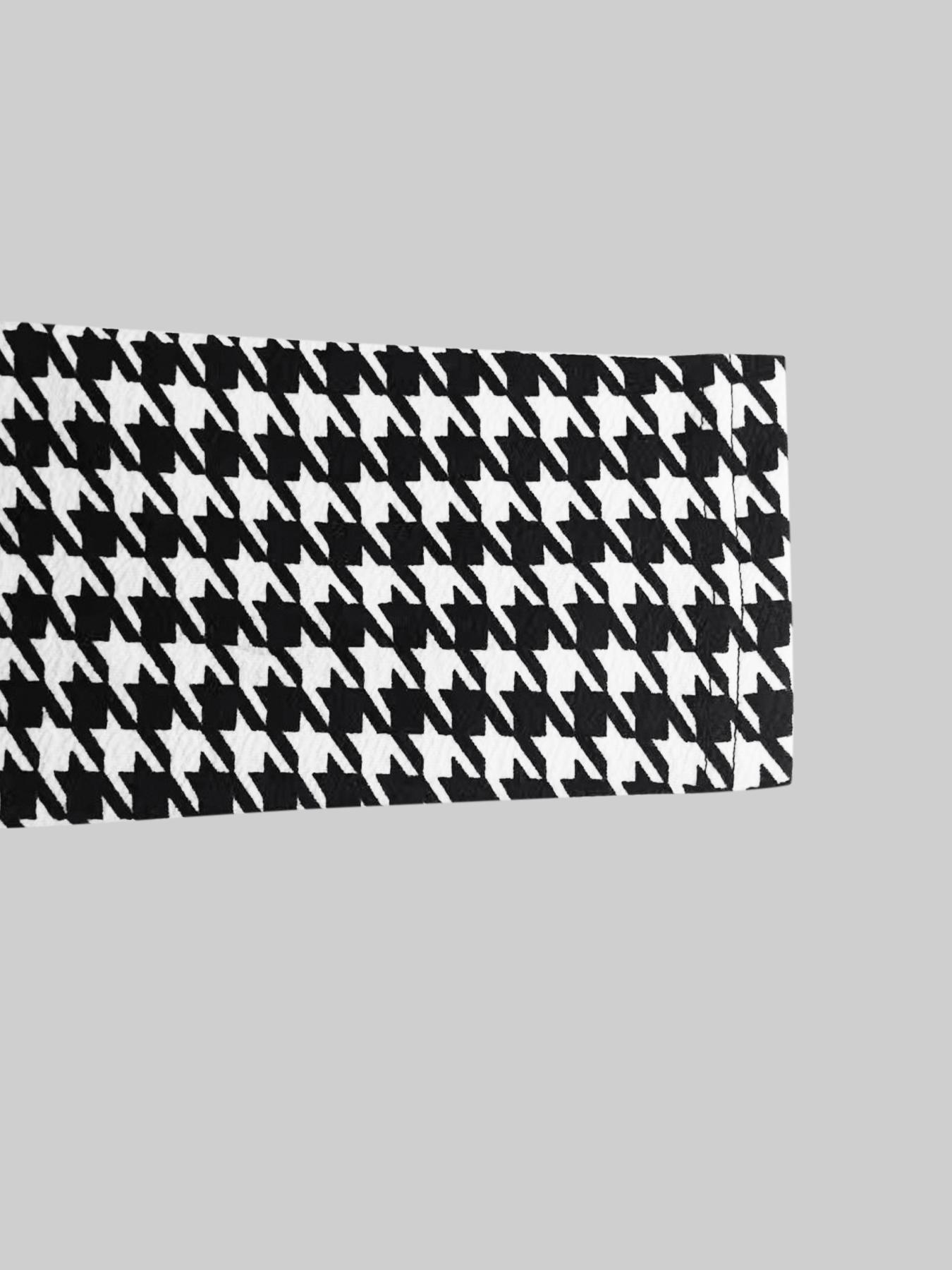 Women's Fall & Winter Houndstooth Print Jacket, Casual Fitted Sporty Open Front Design Outerwear, Medium-Weight Fabric, Ladies Fashion Apparel