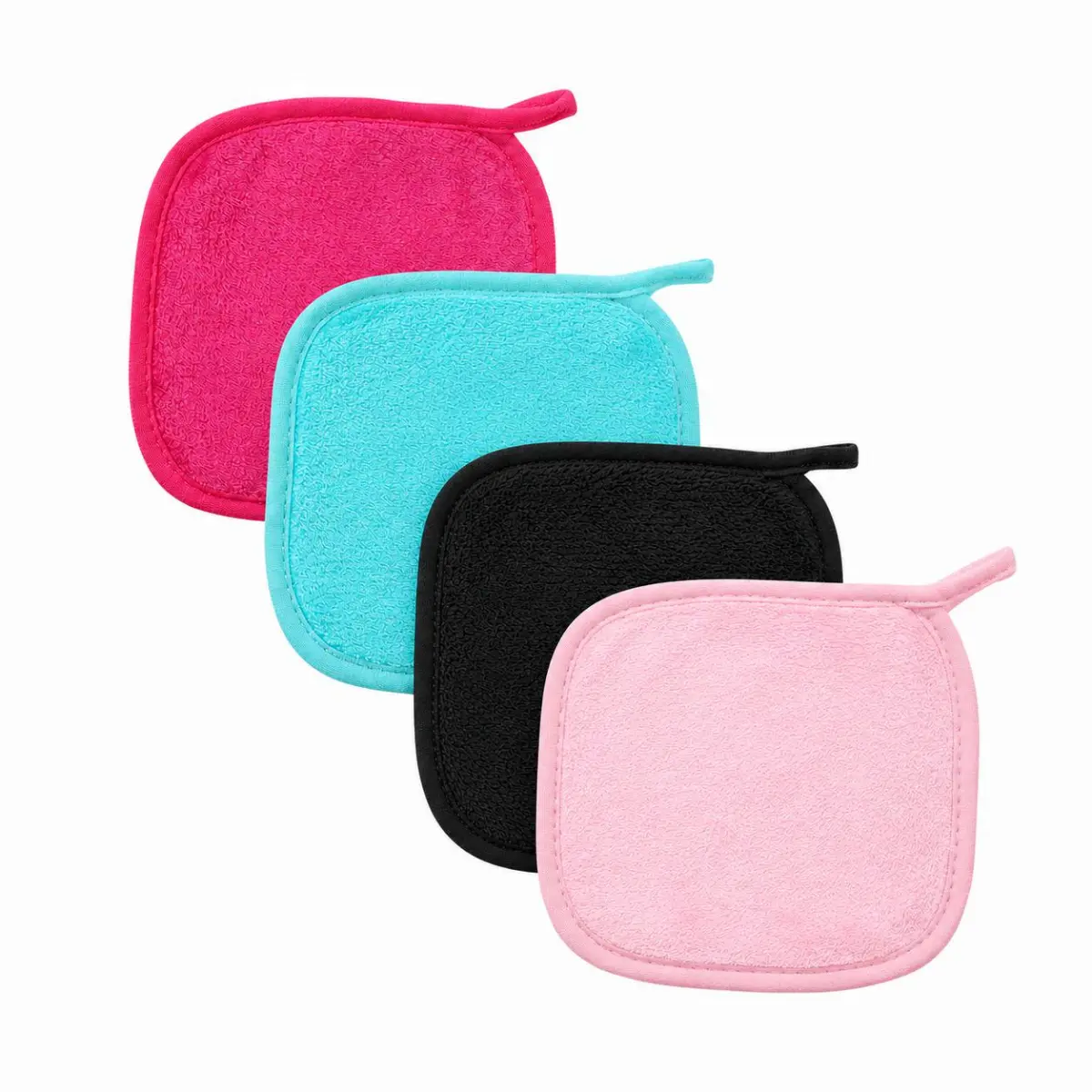 4 Pack Reusable Makeup Remover Cloths, 15 x 15 cm Soft Microfiber Face Towels for All Skin Types, Gentle Cleansing Wipes for Face, Eyes, Lips, Home & Travel,portable Daily Facial