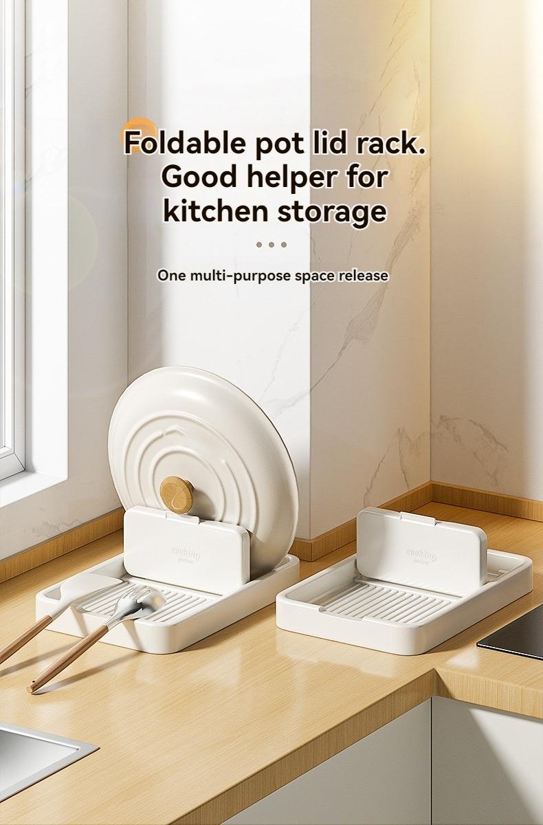 2pcs Multi-Functional Home Kitchen Pot Lid Rack, Cutting Board Holder, Knife Fork Storage Stand, Dustproof Draining Organizer Kitchenware