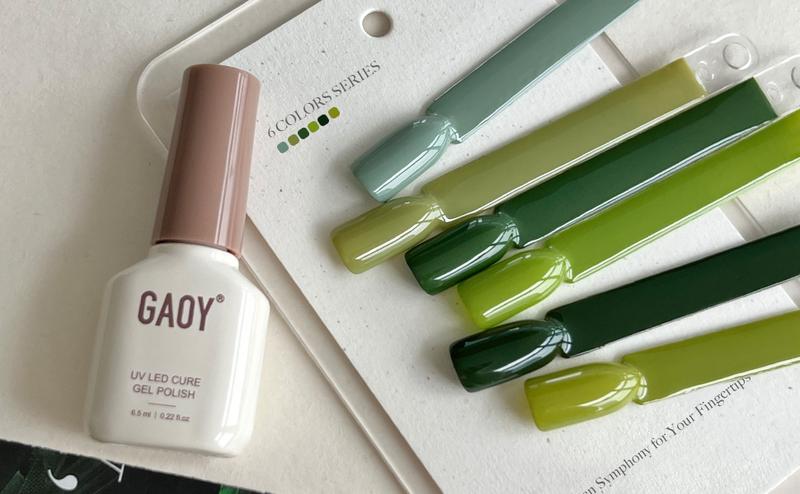 GAOY Jade Spectrum Green Gel Nail Polish Set, Mint, Moss and Emerald Shades, Gemstone Nail Art Manicure