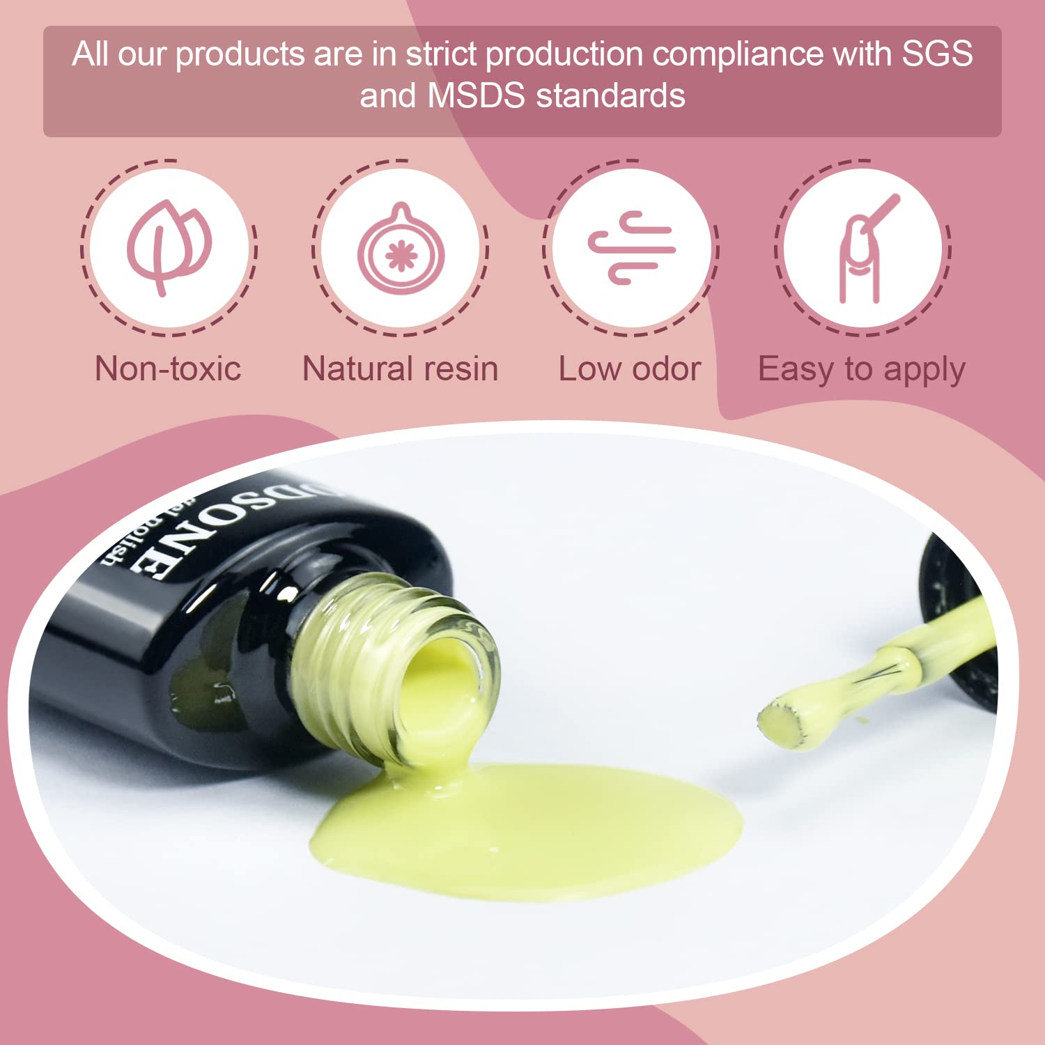 JODSONE Gel Nail Polish Kit 60 PCS with U V Light Base Top Coat 55 Shine Colors Bright and Dark Series Manicure Set