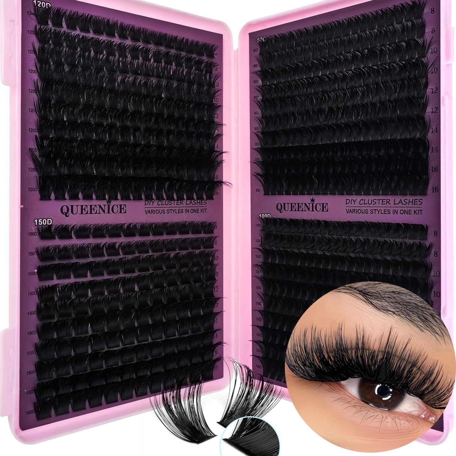 Slender and Soft False Eyelashes, Multi-Functional Eyelash Book 50D–150D with Mixed Natural Thick Eyelash Clusters (8mm–16mm), DD Curl Lashes for Daily Makeup, Charming Eyes, Beginner-Friendly Reusable Eyelash Falsies, Individual Eyelash Kit
