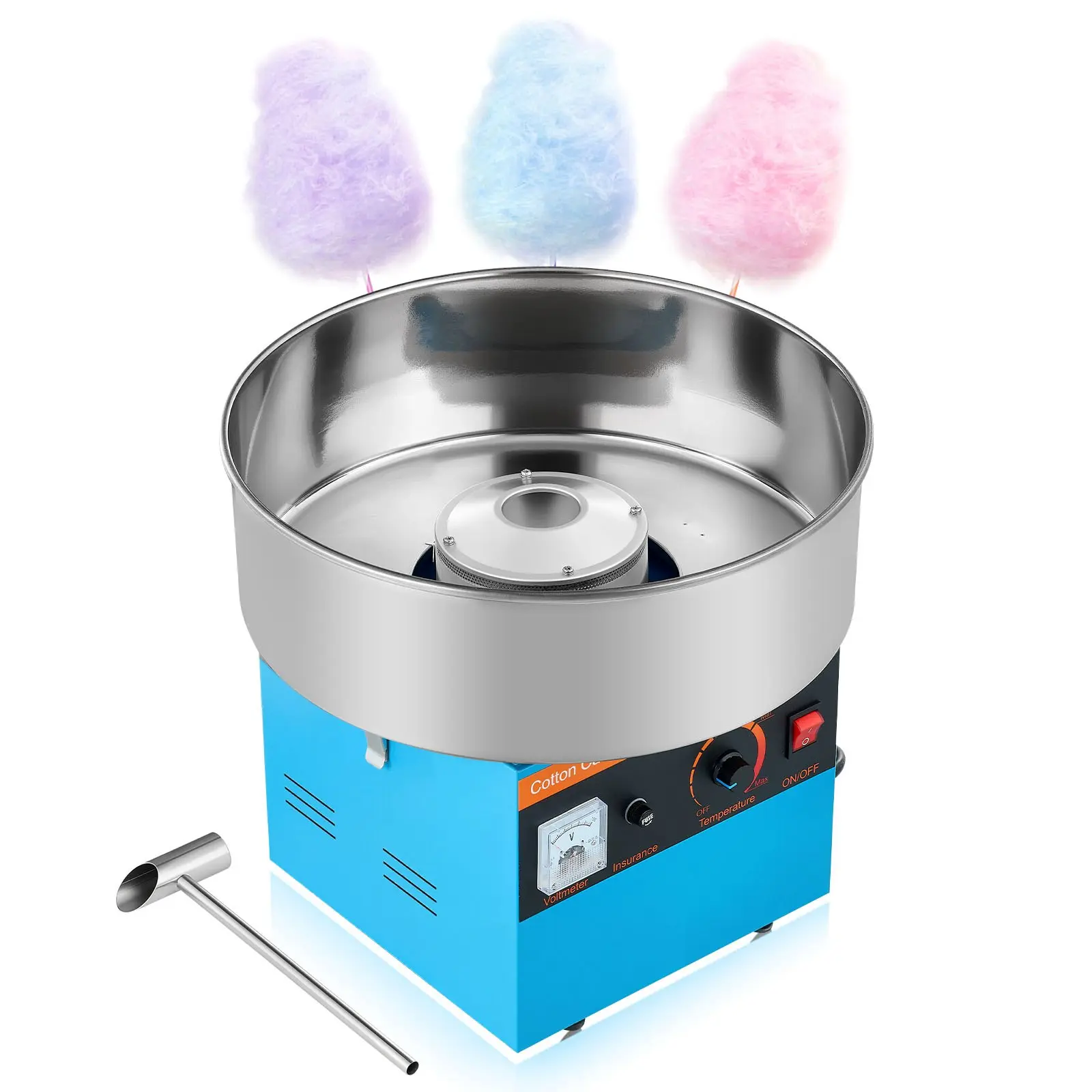 【toolupgrade】VEVOR Cotton Candy Machine Commercial, 1000W Electric Candy Floss Maker, Easy Use with 15 inch Stainless Steel Bowl and Sugar Scoop, Makes Hard Candy for Home Kids Birthday, Family Party, Blue