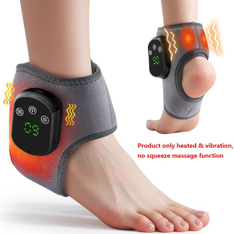 Ankle Heating Pad 1 Pairs Cordless Foot Ankle Massager, 5 Modes Heating & 3 Modes Vibration Foot Warmer, Universal for Both Left and Right Foot Massager for Women & Men Relaxation Aid