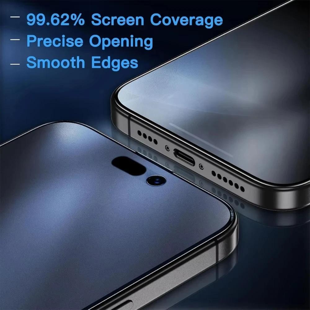 4 pcs Matte Tempered Glass Screen Protector For iPhone 17 Pro Max/16 Pro Max/17 Air/17/16/16e/15/14/13/12/11/X/XR/XS Max/Plus/Mini Tempered Glass Film, Anti-Fingerprint, Ultra HD, Anti-scratch, Case Friendly, Full Coverage, Accessories