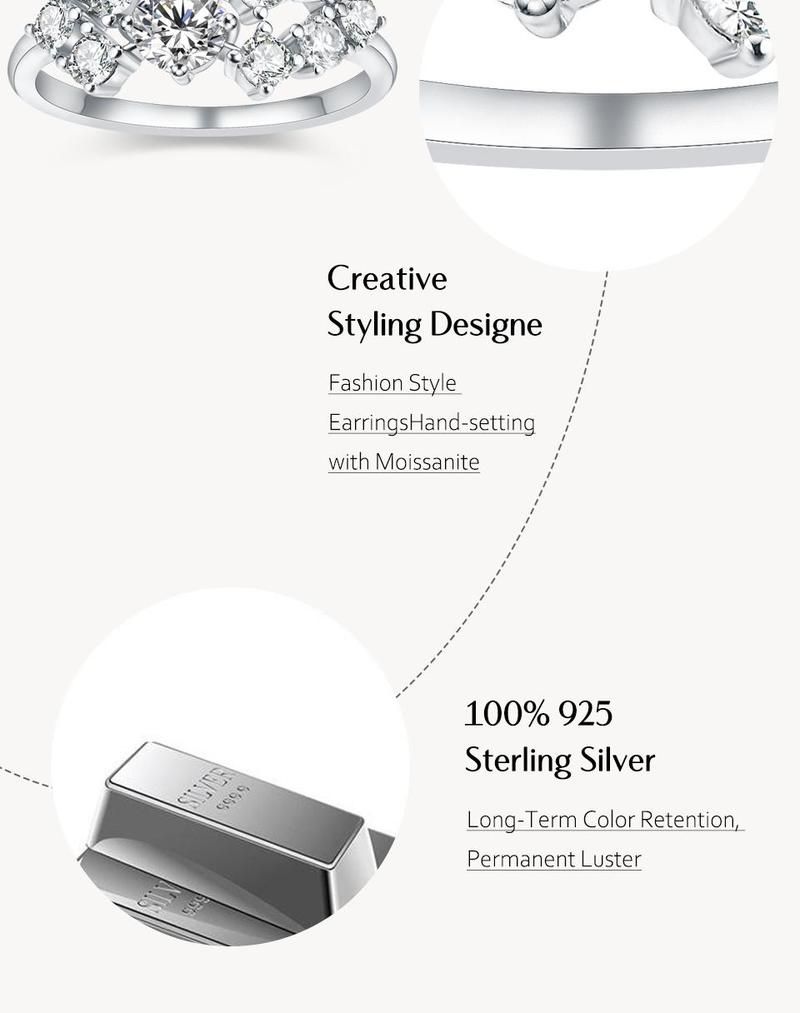 Gorgeous Synthetic Moissanite Ring 1.5CT D Color for Women Birthday Gift Engagement Wedding Fine Jewelry R035