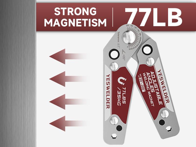 YESWELDER Adjustable Welding Magnet with Angle Scale 20-200° | 48LBs/77LBs Holding Power Magnetic Welding Positioner for Soldering, Metal Fabrication & Pipe Installation
