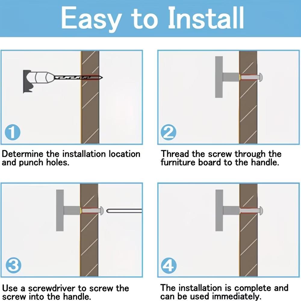 Modern Simple Cabinet Knobs and Pulls Set, Single Hole Door Handles, Door Hardware, 50mm Total Length, Suitable for Kitchen Cabinets, Drawers, Bedroom Furniture