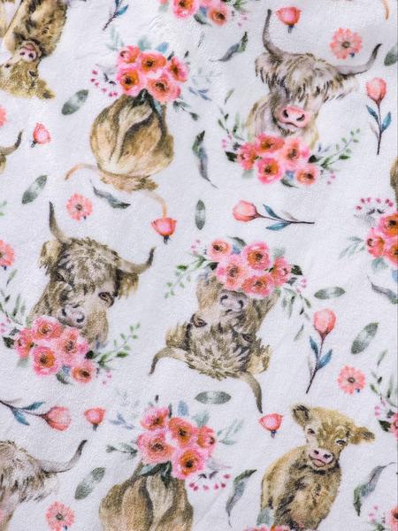 Women's Winter Plush Flannel Pajama Set, Soft Cow Head Print Sleepwear, Long Sleeve V Neck Nightgown with Pockets, Casual Home Wear