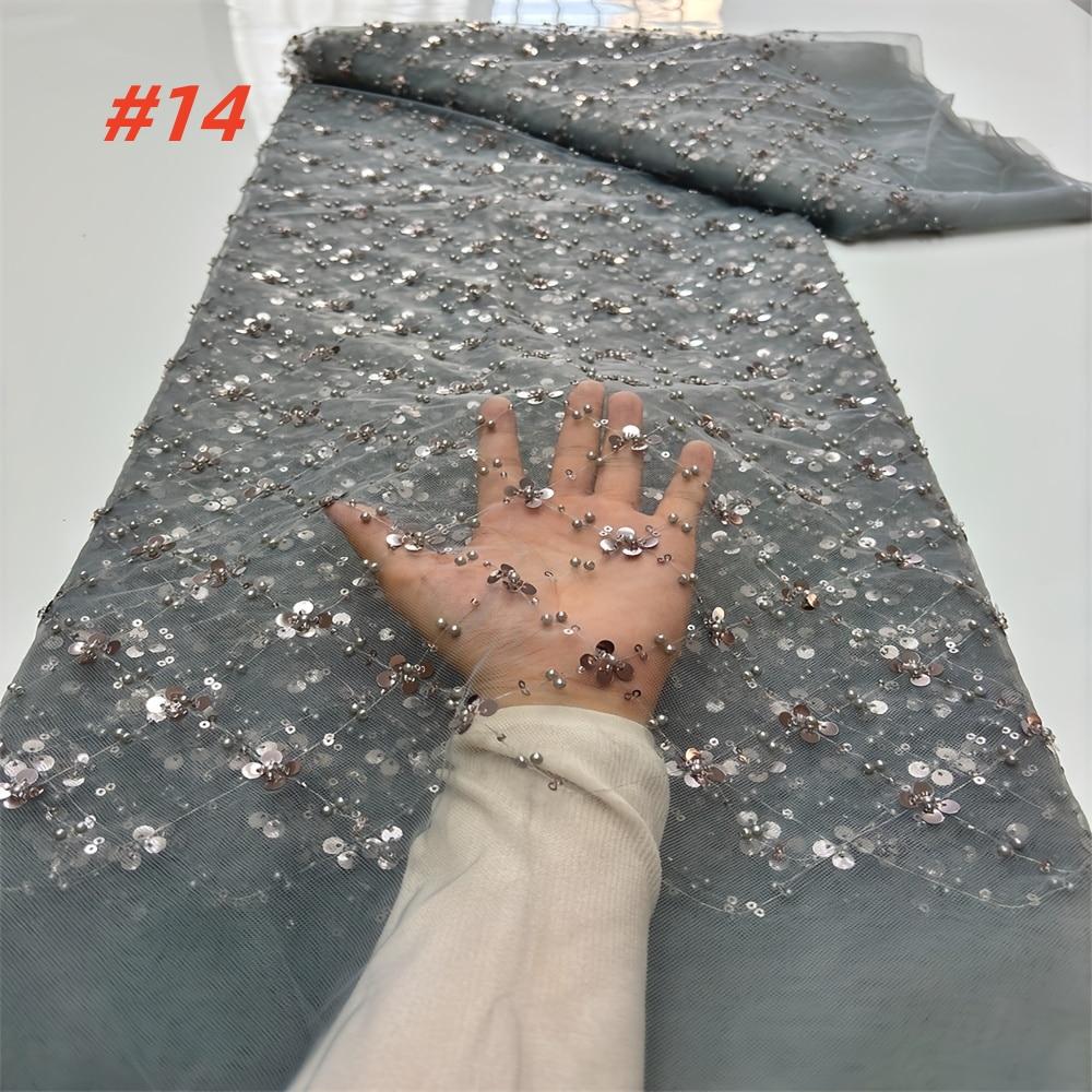 Luxury African Lace Fabric, High-Quality French Mesh Embroidery Beaded, Elegant Lace Trim, Perfect for Wedding Evening Events, Elegant Design