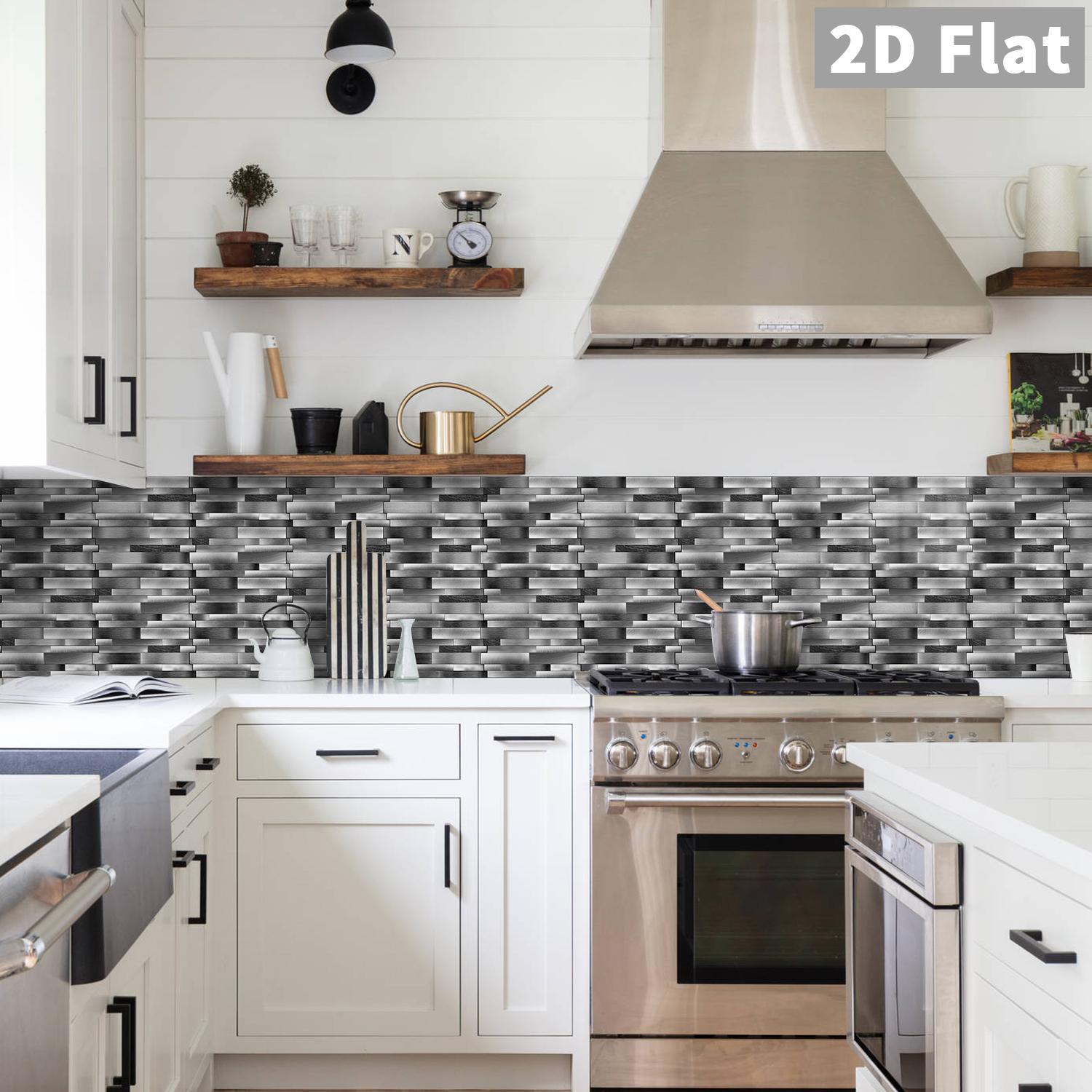 24pcs Marble Tile Stickers, Brick Shaped Patterns, Self-Adhesive Waterproof, Strong Adhesion, Ideal Choice For Rooms, Living Rooms, Kitchens, Corridors