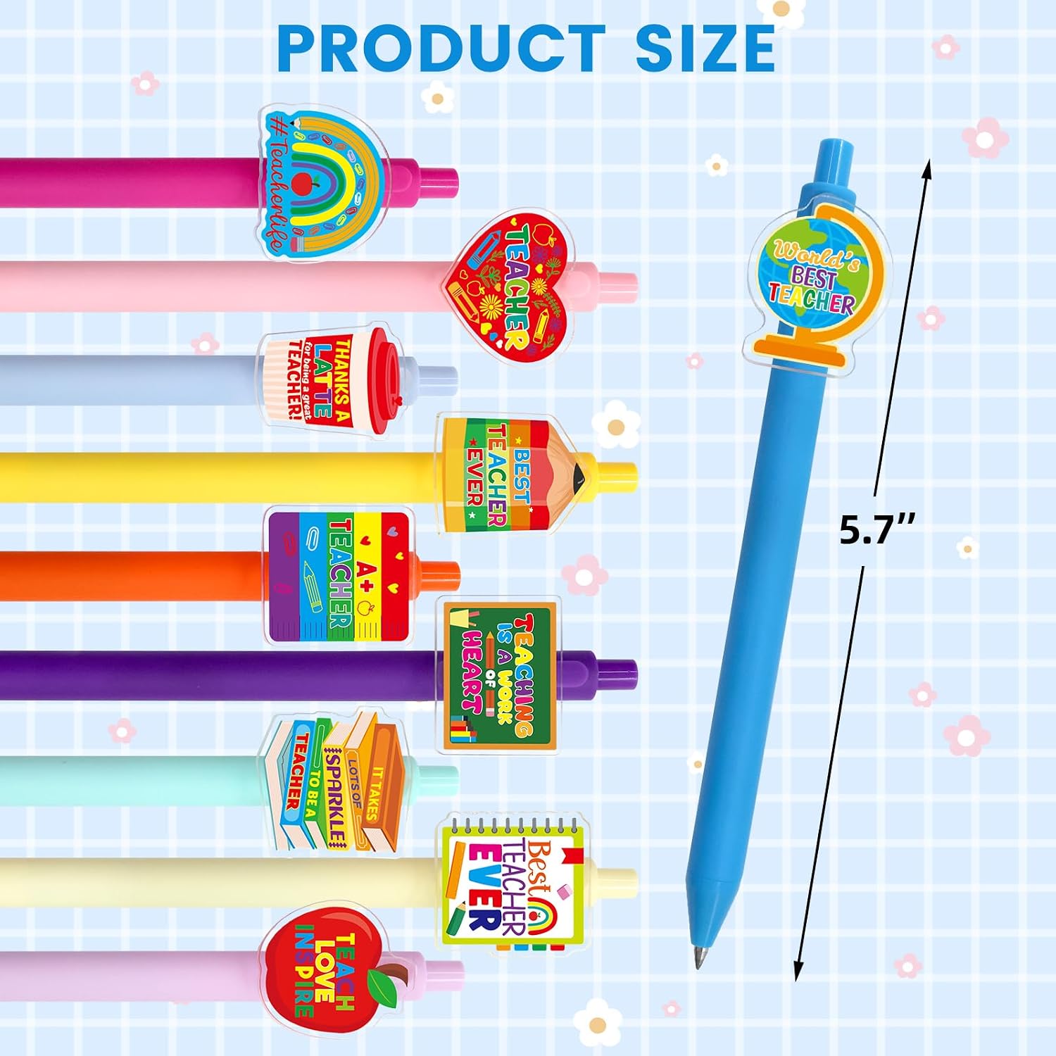 10-Pack Funny Teacher Ballpoint Pens, Cute Appreciation Gratitude Supplies for School Classroom Use