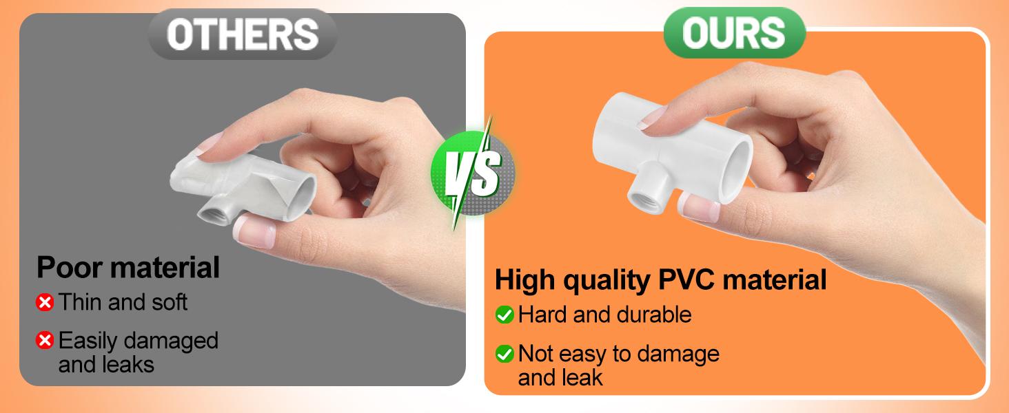 12-Piece PVC Tee Fittings for Automatic Chicken Waterer, Threaded Connectors That Connect Poultry Nipples, Cups, Feeders (Farm Animal & Poultry Feeding Supplies), Connects