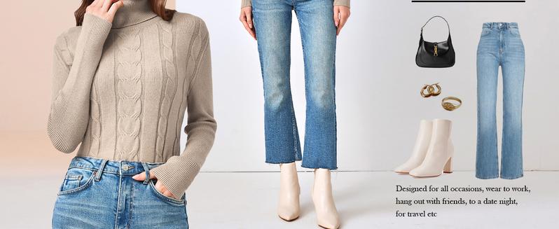 Saodimallsu Womens' Turtleneck Long Sleeve Cable Knit Sweaters