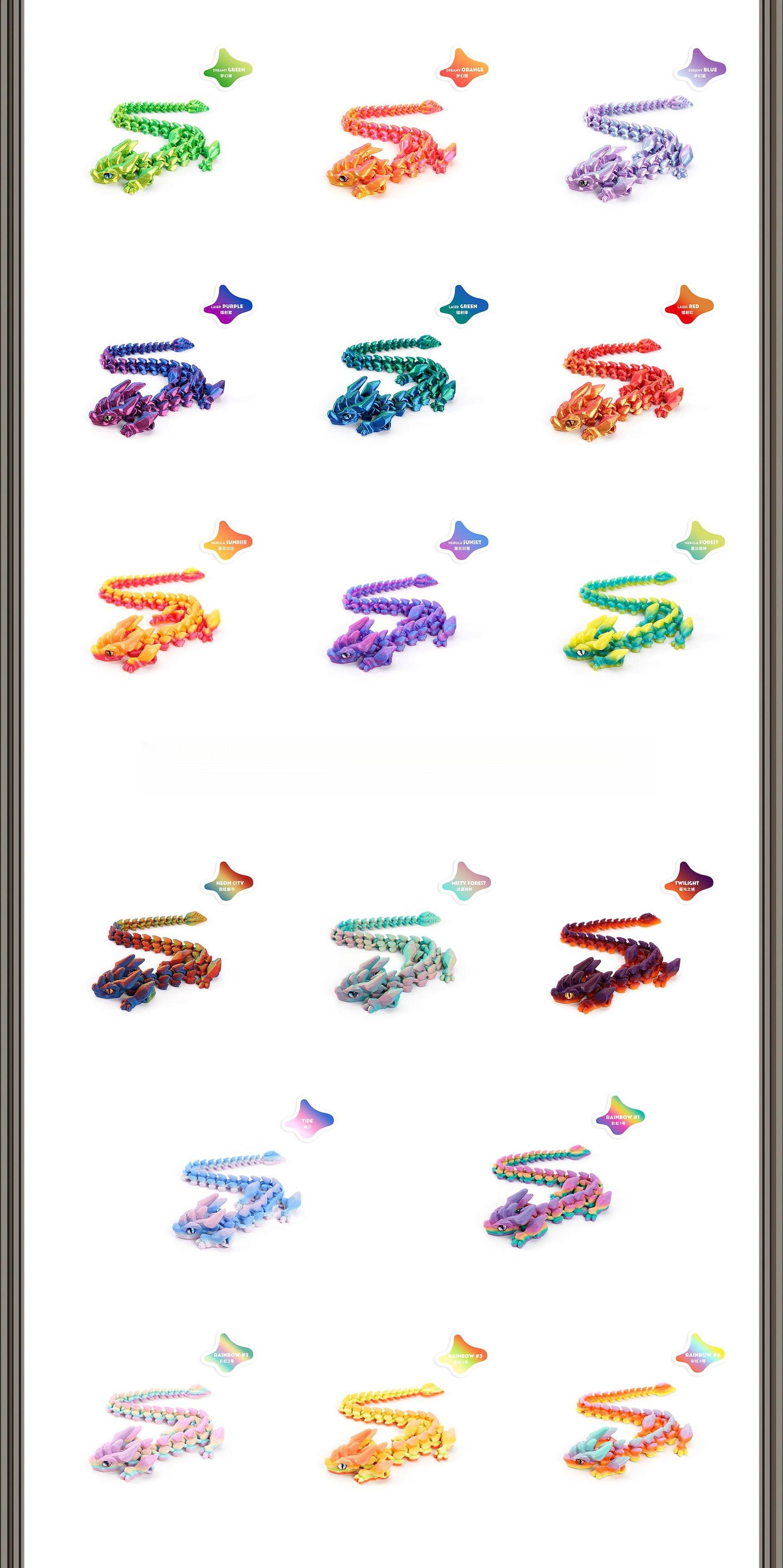 3D Printed Jointed Crystal Dragon Figurine, New Collectible Hand Model Set, Decorative Mythical Creature Ornament