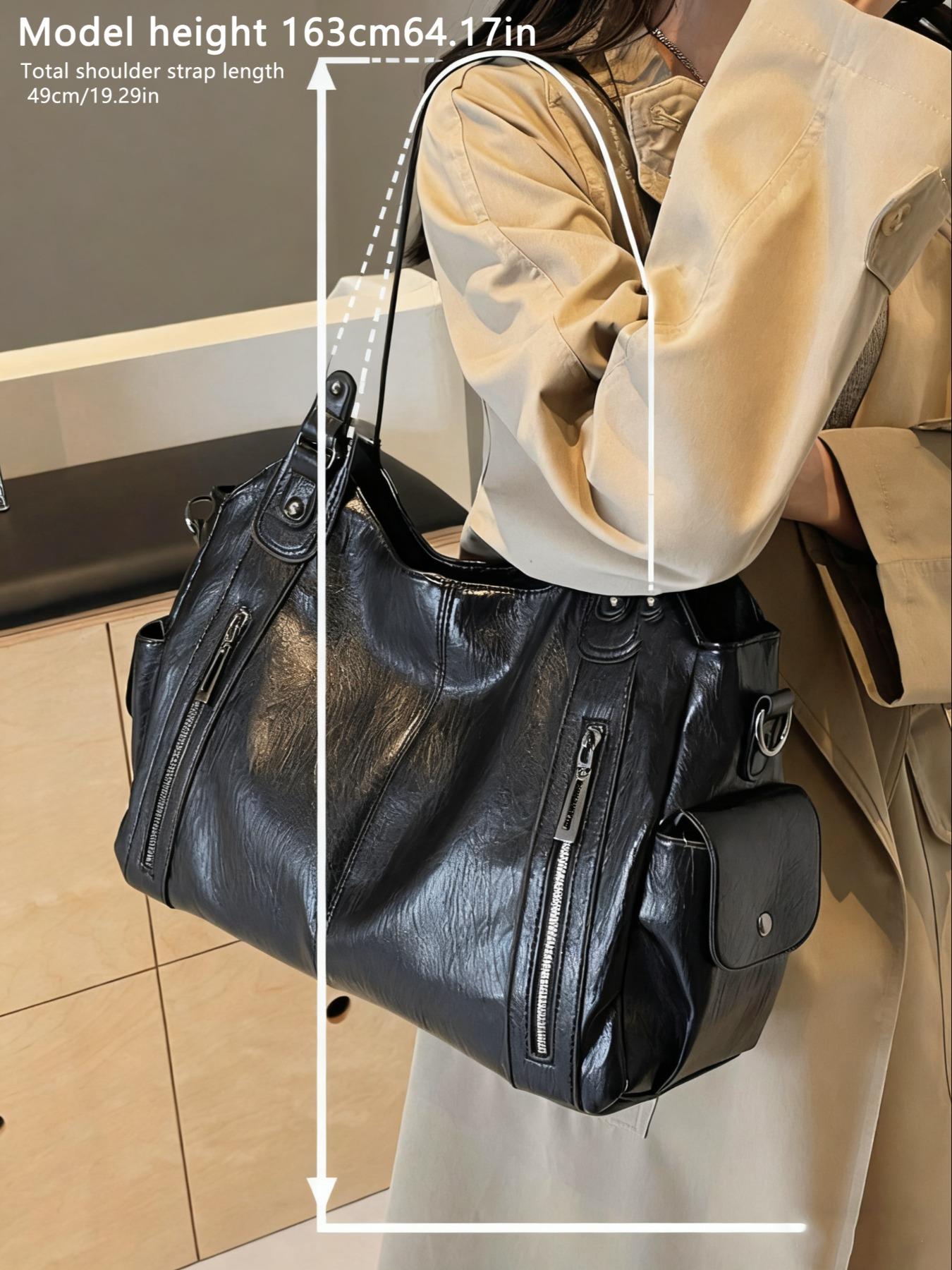 Women's Punk-Style Rivet-Decoration Handbag, Large-Capacity for Fall & Winter Daily Use, Casual Trendy Commuter Bag, Fashionable Shopping Bag for Gifts, Hobo Crossbody Bags