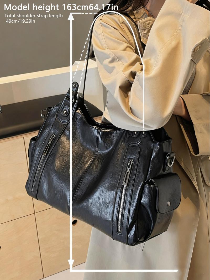 Women's Punk-Style Rivet-Decoration Handbag, Large-Capacity Crossbody Shoulder Bag for Fall & Winter Daily Use, Casual Trendy Commuter Bag, Fashionable Shopping Bag for Gifts