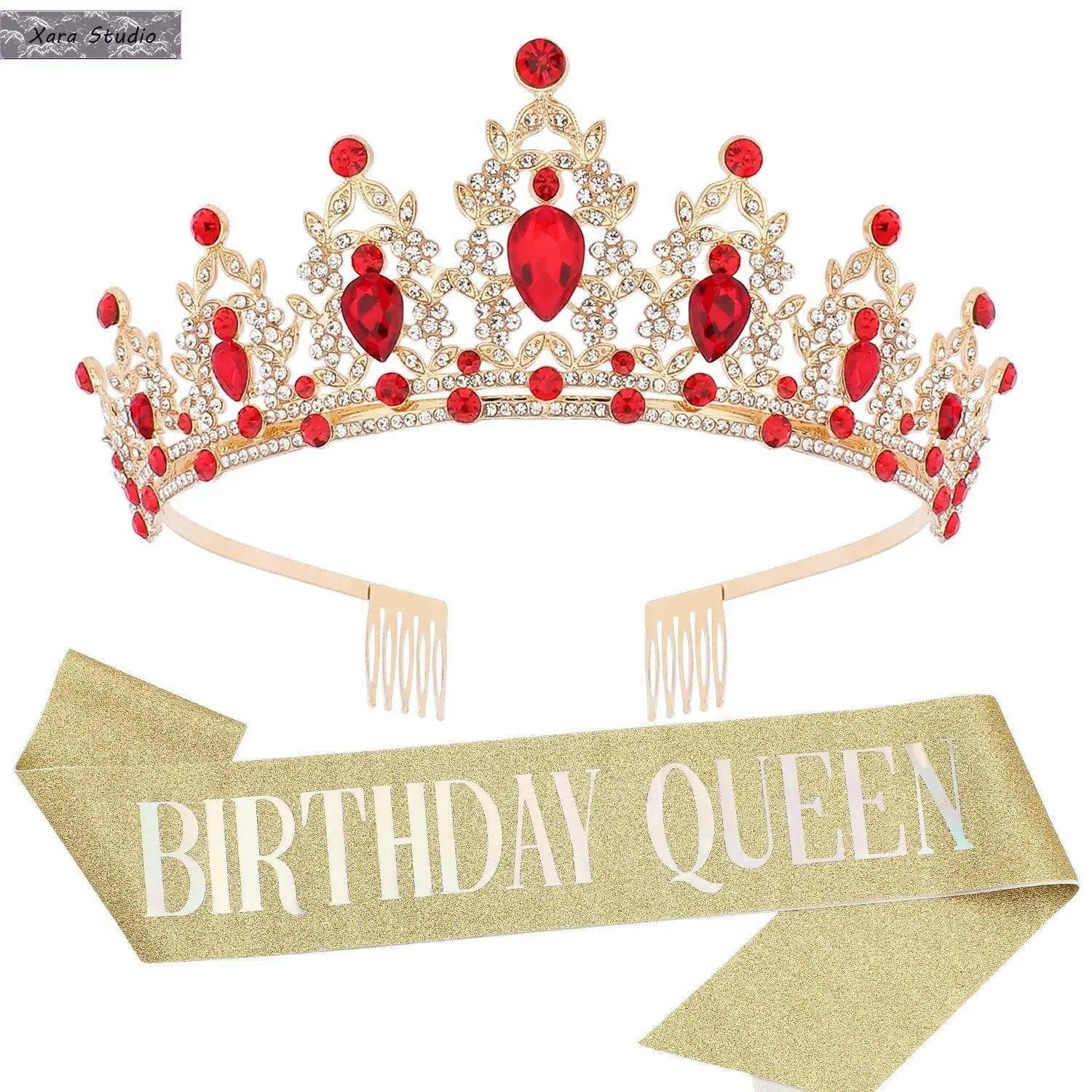 Baroque Queen Tiara Headband – Sparkling Rhinestone Crown for Women, Elegant Crystal Bridal Hair Accessories, Luxury Flash Diamond Birthday & Party Headpiece, Princess Costume Crown for Wedding, Prom, Halloween & Special Occasions