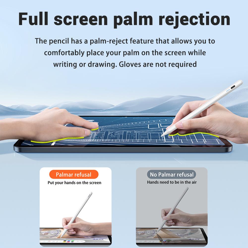 Palm Rejection Stylus Pen for Apple iPad, Compatible with iPad Air M2, Pro 13-in, Pro 12.9-in, 10th Gen, 7th-9th Gen 10.2-in