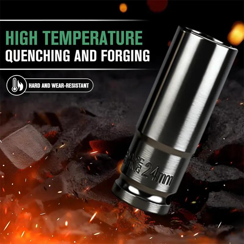 12 Drive Impact Socket Set, 10 Sockets and Driver Tool Kit, Standard Metric Size (8-24mm) Mechanics Tool Kit Socket Kit Metric Drive Socket Wrench Set with Plastic Tool Case