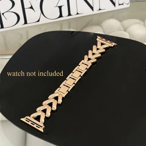 Luxury Metal Watch Band (Band Only), Fashionable Wearable Accessory Compatible with Apple Watch Series, Smartwatch Strap, Smartwatch Accessories