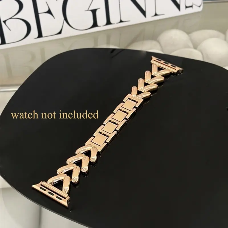 Luxury Metal Watch Band (Band Only), Fashionable Wearable Accessory Compatible with Apple Watch Series, Smartwatch Strap, Smartwatch Accessories