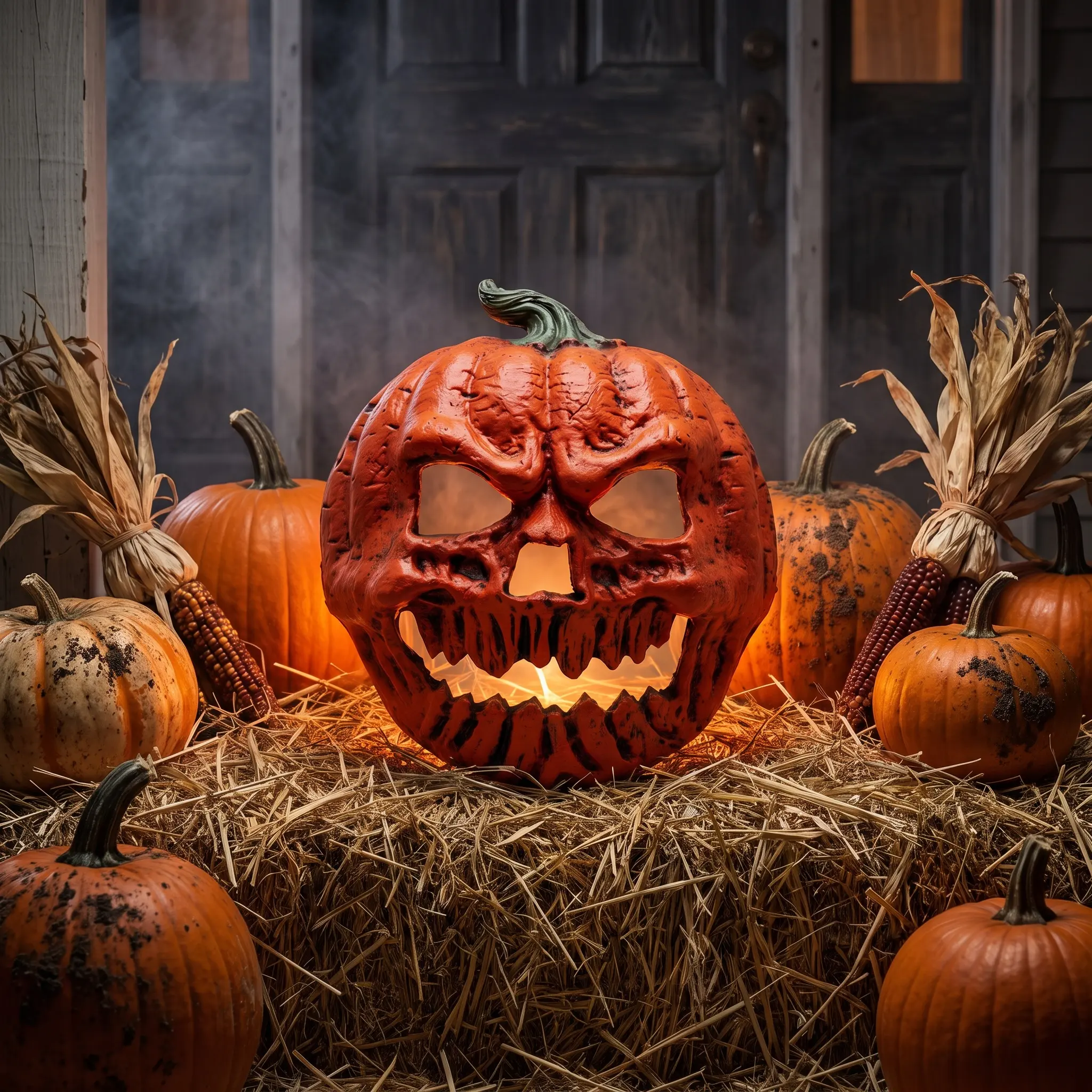 PU Foam Scary Pumpkin Shape Face Cover, Cosplay Mask with Face Fit & Scary Look, Party Wear Accessory for Halloween Carnival Festivals