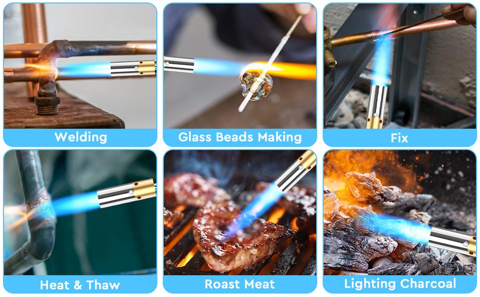 Propane Torch Head, Handy Cyclone Torch Head with Self Ignition,Trigger Start Nozzle Torch Fuel by Propane MAPP MAPP PRO Gas Cylinder for Welding Soldering Brazing Glass Beads DIY