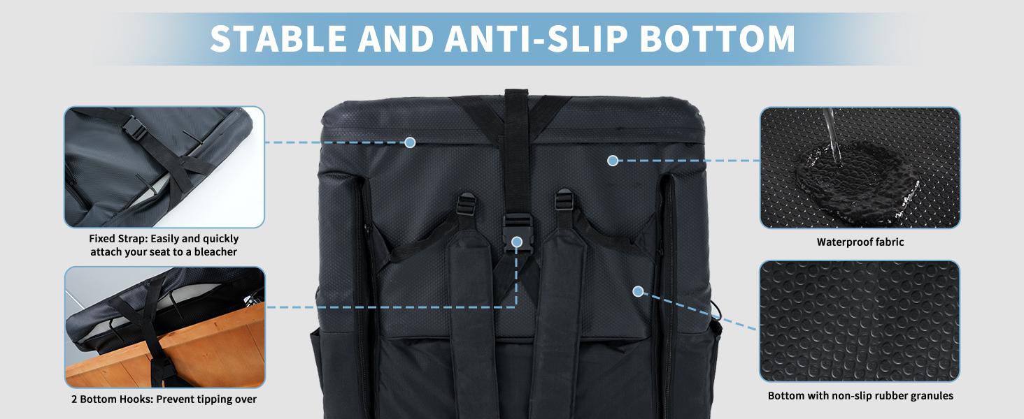 Lilypelle Heated Stadium Seats Bleacher Seat with Back Support & Arm Armrest, Portable 6 Reclinng Positions Stadium Chair for Sports Events, Outdoors（Power Bank is Not Included）