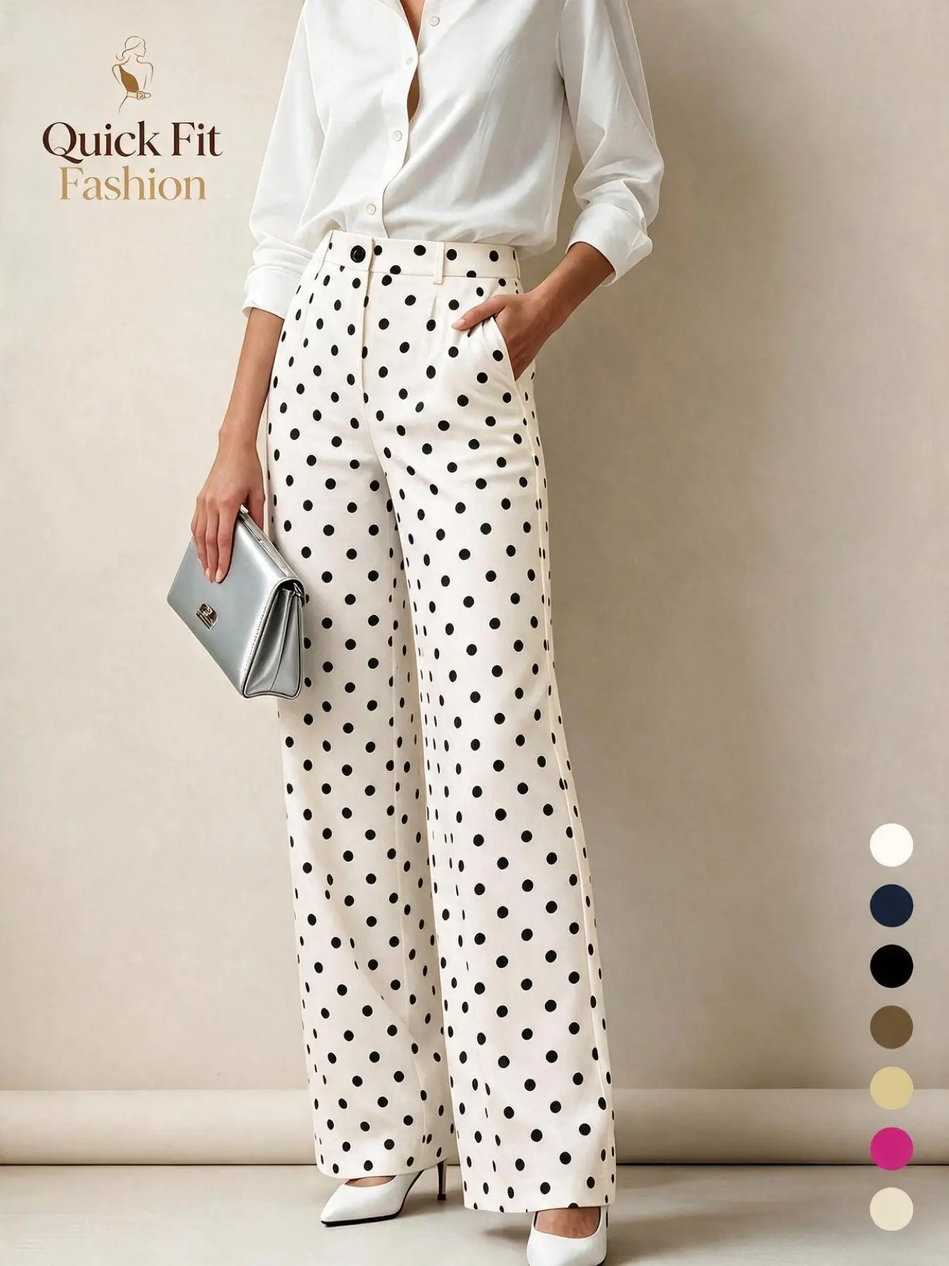 Women's High-Waisted Straight Leg Suit Pants Bottom, Front Seam Design with Pockets, Elegant Business Formal Long Trousers for Office Wear