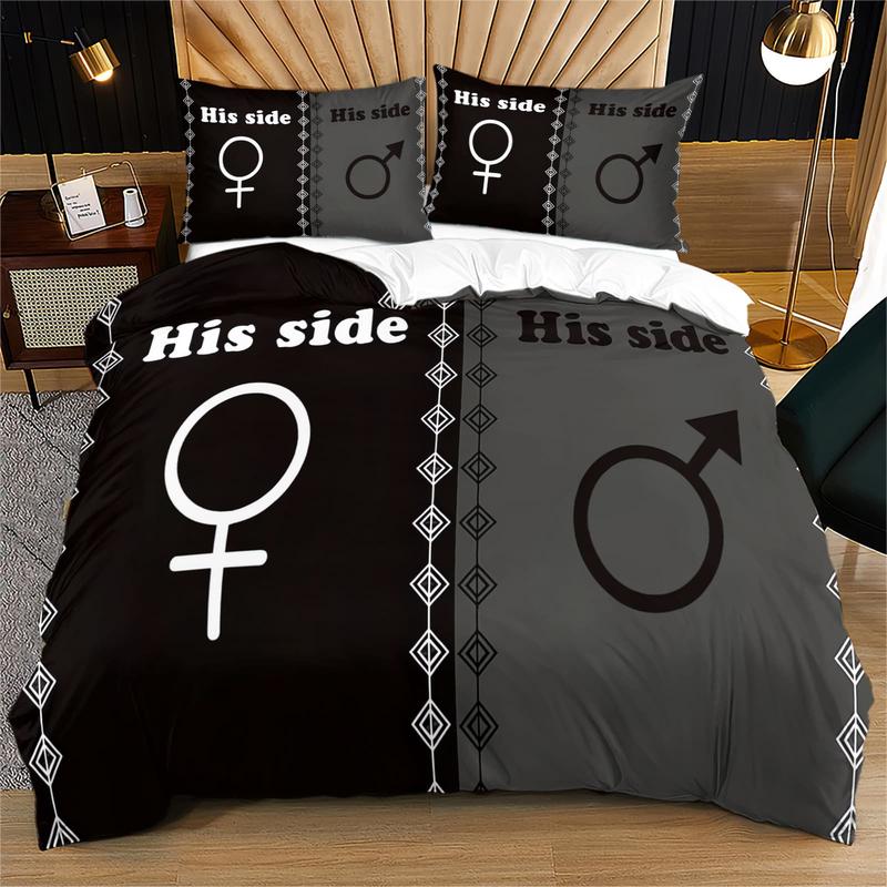 Heart Rose Letter Flower Modern Bedding Set, 2/3 Piece (1 Fitted Sheet + 1/2 Pillowcases), 90g Polyester Fiber, Ca Prop 65 Compliant