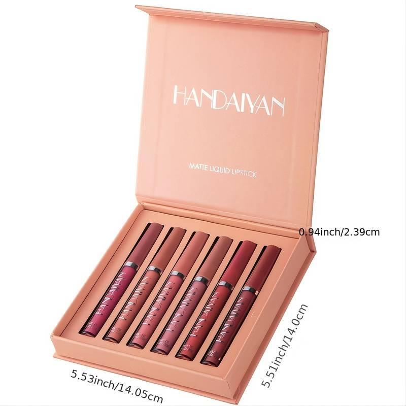 HANDAIYAN 6Pcs Matte Liquid Lipstick Set - Long Lasting & High Pigmented | Nude Lip Stain Makeup Kit - Waterproof, Non-Stick Cup Transfer | Perfect Makeup Gift for Women HANDAIYAN 6Pcs Matte Liquid Lipstick Set - Long Lasting & High Pigmented | Nude Lip Stain Makeup Kit - Waterproof, Non-Stick Cup Transfer | Perfect Makeup Gift for Women