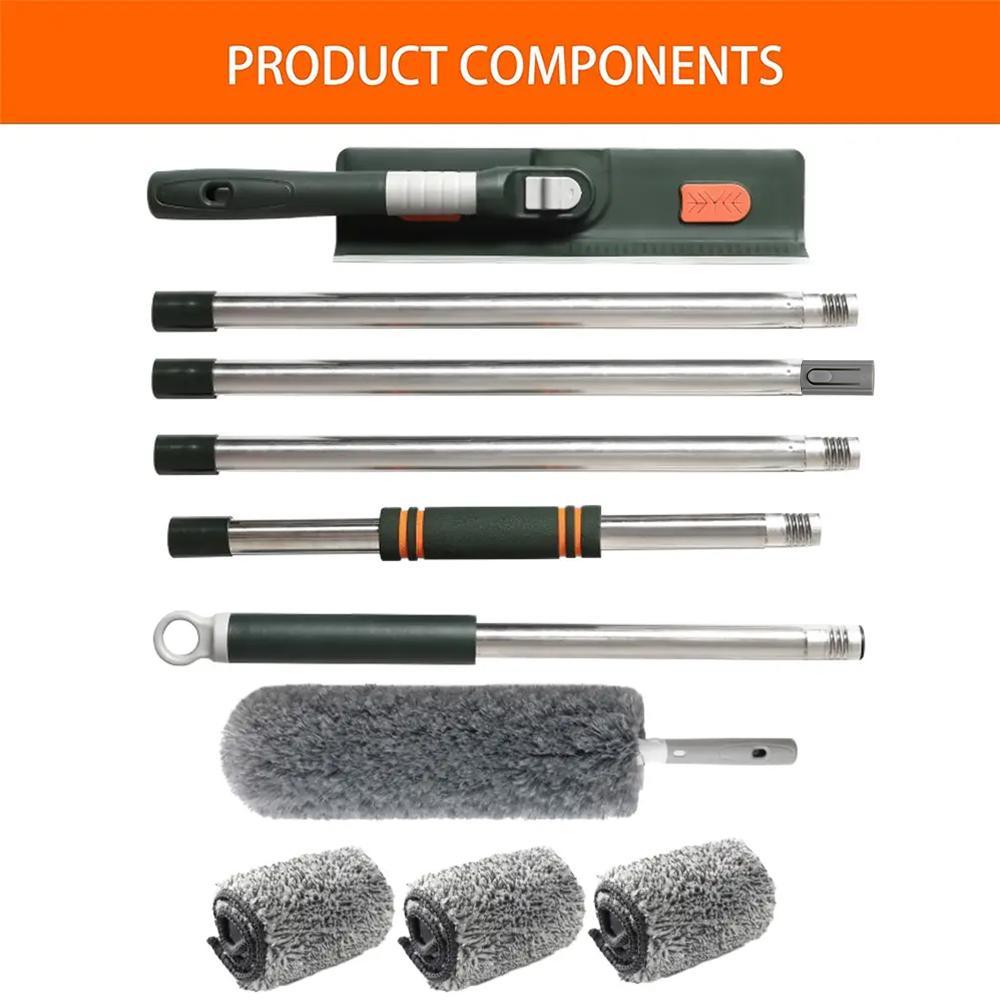 Window Squeegee Cleaner, Squeegee Scrubber, 1 Set Household Squeegee with Extension Pole, Telescopic Window Washing Equipment with Bendable Head, Glass Cleaning Tool