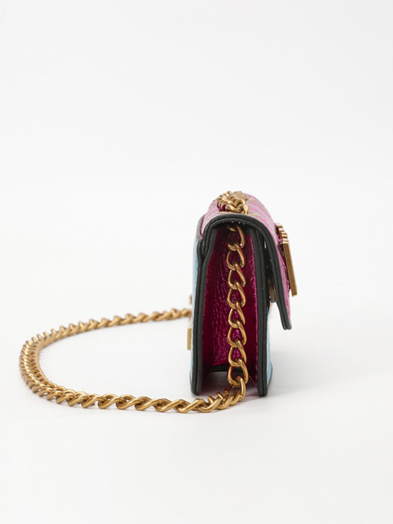 Women's PU Colorblock Crossbody Shoulder Bag, Retro Chain Design Magnetic Closure Letter Decor, Ideal for Parties & Casual, Handbag Shoulder Bag