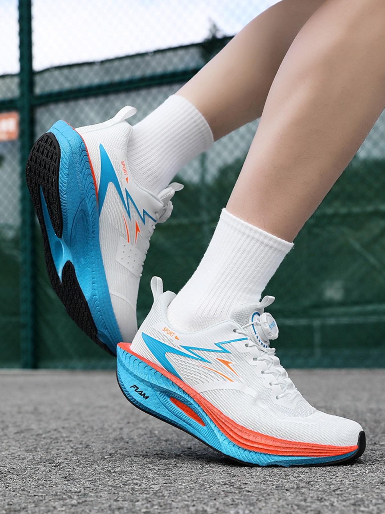 Men's Casual Sports Shoes, Outdoor Running Shoes, Outdoor Running Sneakers, Rotating Buckle Design, Laces-Free, Breathable Upper, Comfortable Liner, Ideal for Hiking