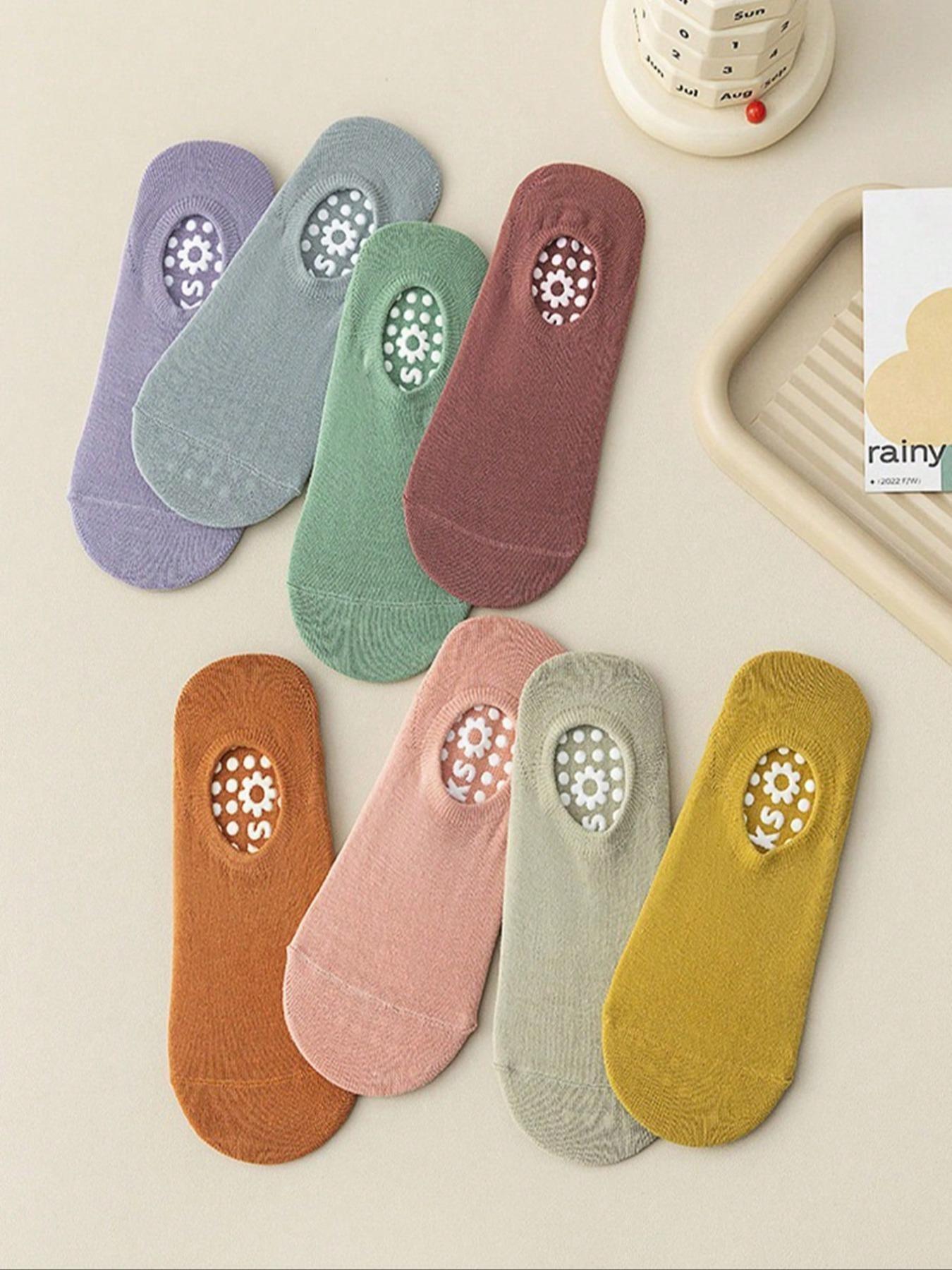 Women's Low Top Yoga Socks, Non-Slip Silicone Grip, Solid Color, Ideal for Indoor Fitness, Dance, Gym, Pilates, Trampoline, Ballet