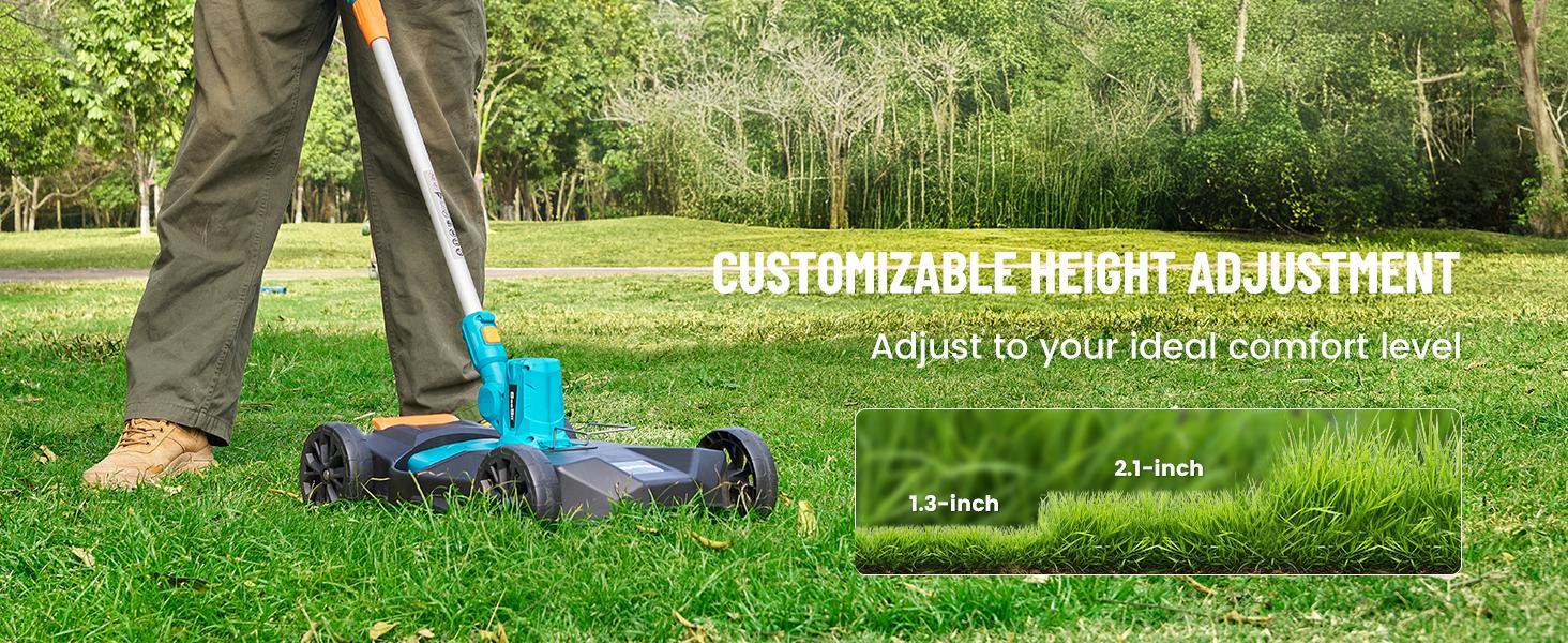 【Seesii】 String Trimmer, 12’’ Cordless Weed Wacker & Edger with 2 * 4.0Ah Batteries - Electric Lawn Mower with 1.3’’/2.1’’ Adjustable Deck - 3-in-1 Battery Lawn Mower for Garden/Yard Outdoorfun