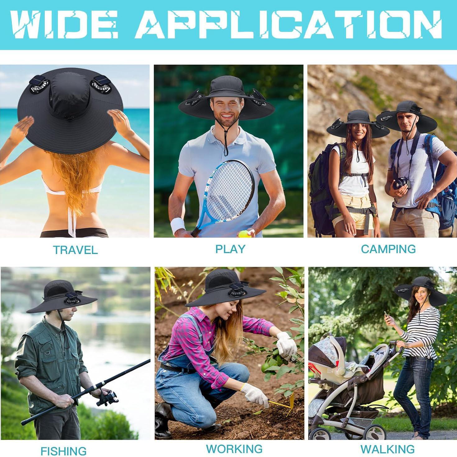 Solar Fan Hat, Hat with Solar Fans Built in，With2PCS Rechargeable Cooling Fan, Suitable for Outdoor Fishing, Camping
