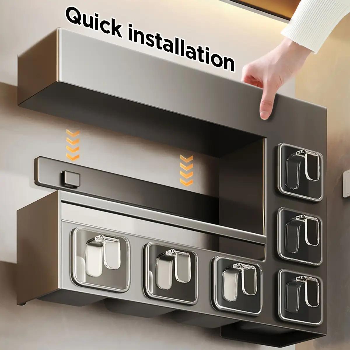 Wall-Mounted Metal Spice Rack with 6 Seasoning Boxes - Space-Saving Kitchen Organizer for Bottles, Jars, and Containers, Durable PET Material, Easy Installation, Modern Design for Contemporary Kitchens, Spice Racks, Wall Mounted Shelf