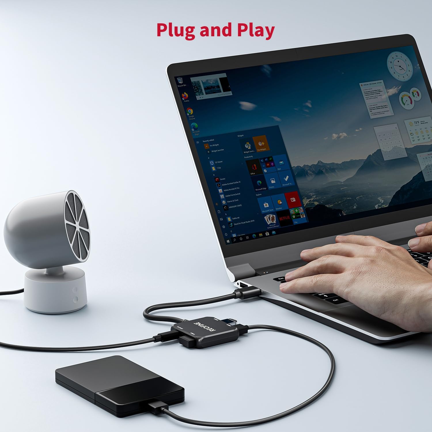 USB 3.0 Hub, 4 Port USB Hub Splitter,Portable USB Adapter Mini Multiport Expander for Desktop, Laptop, Gaming Console, Flash Drive, HDD, Printer, PC, Keyboards (C-4 Port USB Hub)