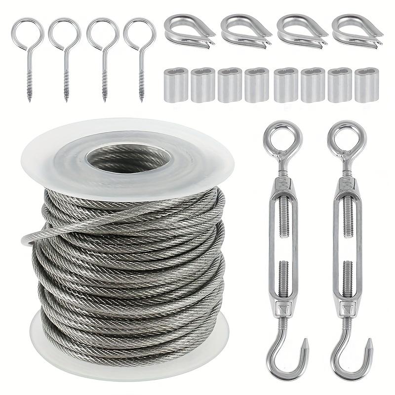 Heavy Duty PVC Coated 304 Stainless Steel Cable Wire Rope – Garden Railing Fence Roll Kit for Outdoor Use,Durable,Weather Resistant,Strong and Flexible Wire for Tent Rope,DIY Projects,Clothesline,Plant Support,and General Utility Use