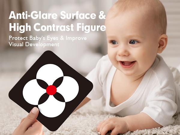 hahaland Flash Cards Baby Visual Stimulation Cards for 0-3-6-12-36 Months, 0-3 Months Infant Newborn Tummy Time Toys Gifts 6''×6'' Large for Sensory Development Black White Card Set